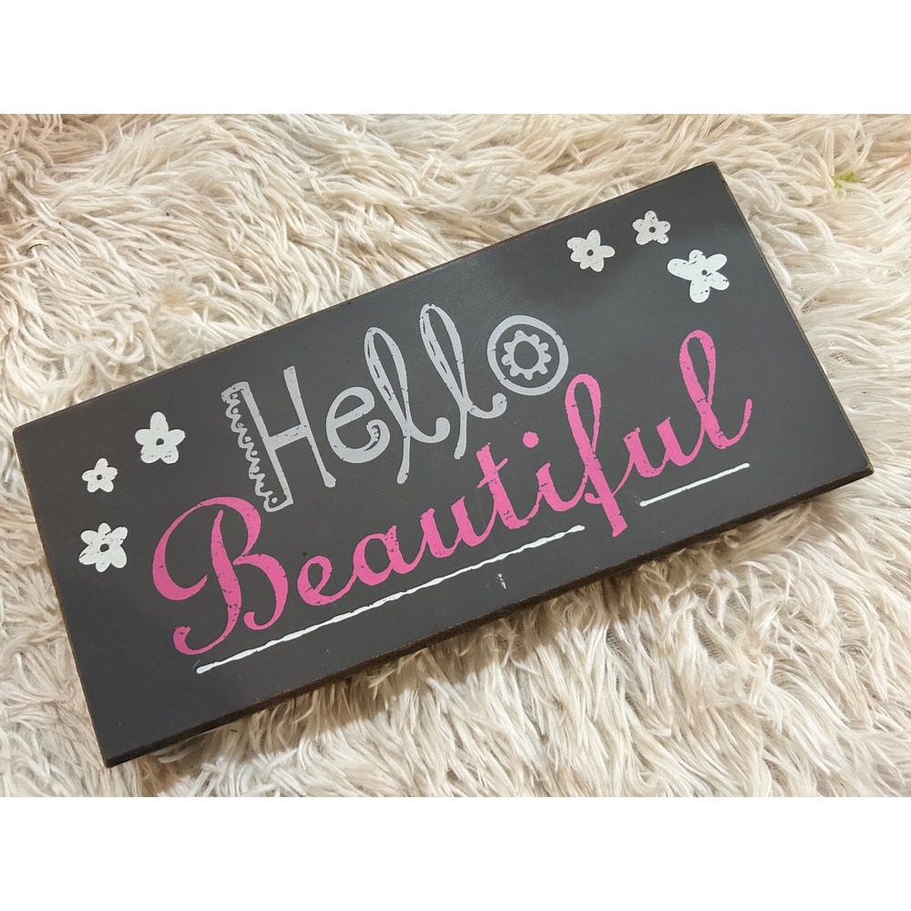 🤯4/$15 Hello Beautiful Wood Sign Wall Art Decor Home Decoration Accent‎